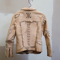 J11 eroded double rider jacket in blood-stained goat leather