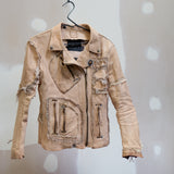 J11 biker jacket in blood-stained goat leather