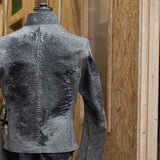 J03 racer jacket in grey reverse horse culatta with .925 silver staples