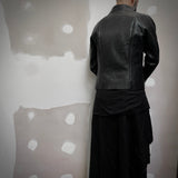 J05 raglan jacket in black washed horse shoulder