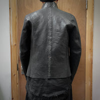 J03 racer jacket in black washed horse shoulder