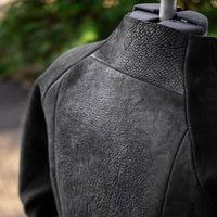 J05 raglan jacket in black reverse horse culatta leather