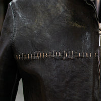 J03 racer jacket in black washed horse shoulder with optional staples
