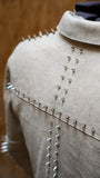 J11 double rider jacket in dirty cream lamb leather with studs (size 50)