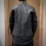 J03 racer jacket in black washed horse shoulder leather