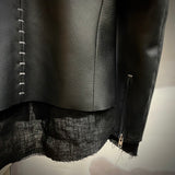 Sample J03 racer jacket in black bull leather with aluminium staples